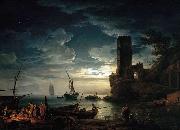 Claude Joseph Vernet Mediterranean Coast Scene with Fishermen and Boats oil painting on canvas